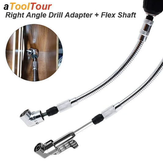 Right Angle Drill Adapter + Flexible Shaft – Magnetic 105° Drill Extension